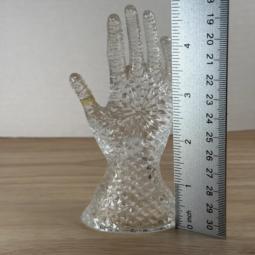 REPAIRED Vintage Chadwick Miller Crystal Hand Ring Jewelry Holder Clear Glass